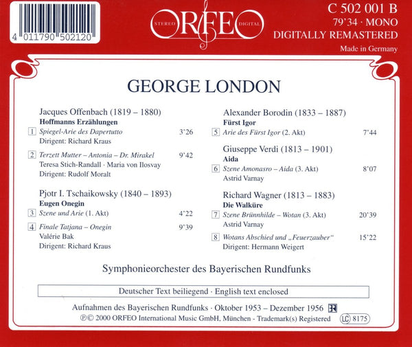 George London  - Sings Scenes from Les Contes d'Hoffmann, Eugene Onegin, Prince Igor, Aida & Die Walküre.