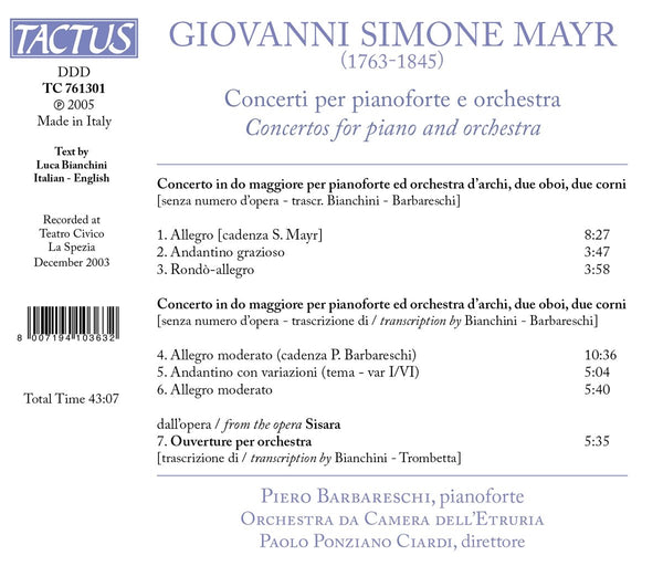 Johann Simon Mayr (1763-1845): Concerti for Piano & Orchestra