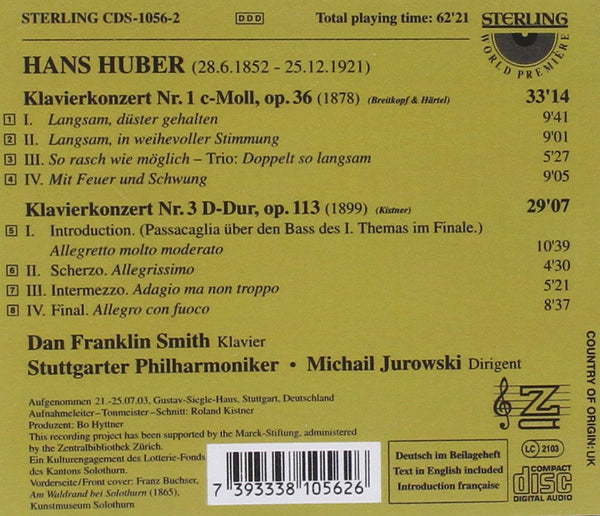 Hans Huber (1852-1921): Piano Concerto No.1 & No. 3