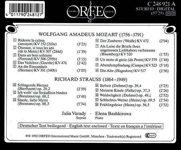 Julia Varady - Lieder by Mozart & Strauss.