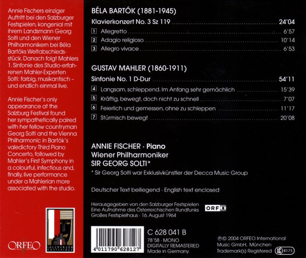 Bartók: Piano Concerto No. 3/ Mahler: Sinfonie