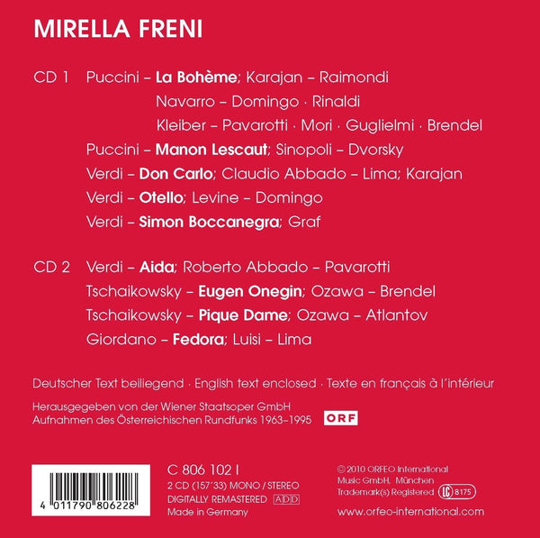 Mirella Freni -Opera Arias: Live 1963-1995 - From La Bohème, Aida, Don Carlo, Eugene Onegin, Manon Lescaut, Simon Boccanegra & more.