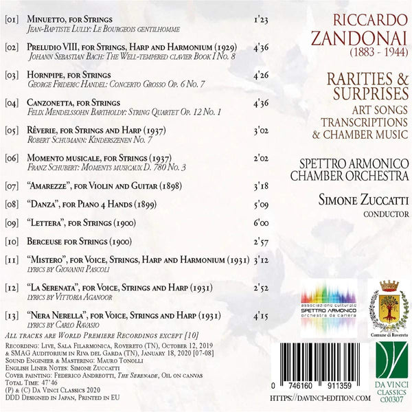 Zandonai: Rarities & Surprises - Art Songs, Transcriptions And Chamber Music