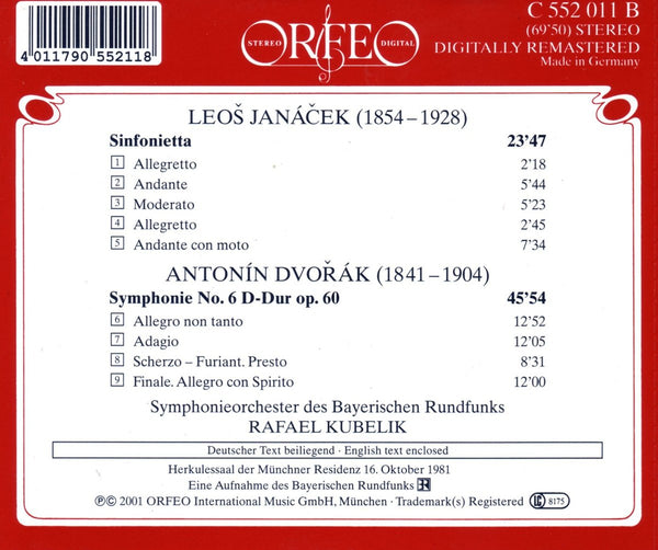 Janácek: Sinfonietta; Dvorak: Symphony No. 6
