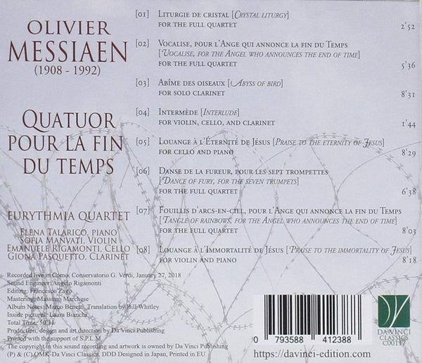 Messiaen: Quator Pour La Fin Du Temps