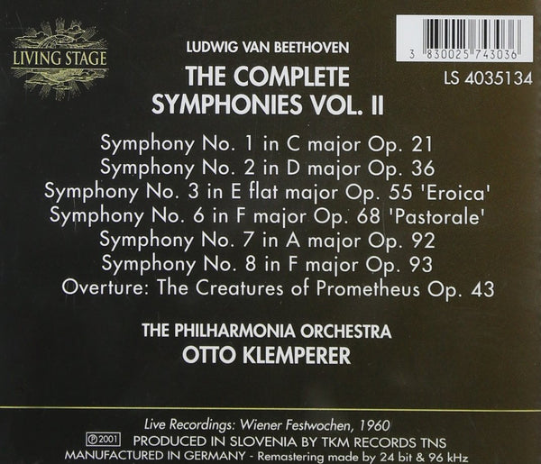 Beethoven: The Complete Symphonies, Vol.II - Symphonies No.1, 2, 3, 6,7 & 8. Overture: The Creatures of Prometheus , Op.43.