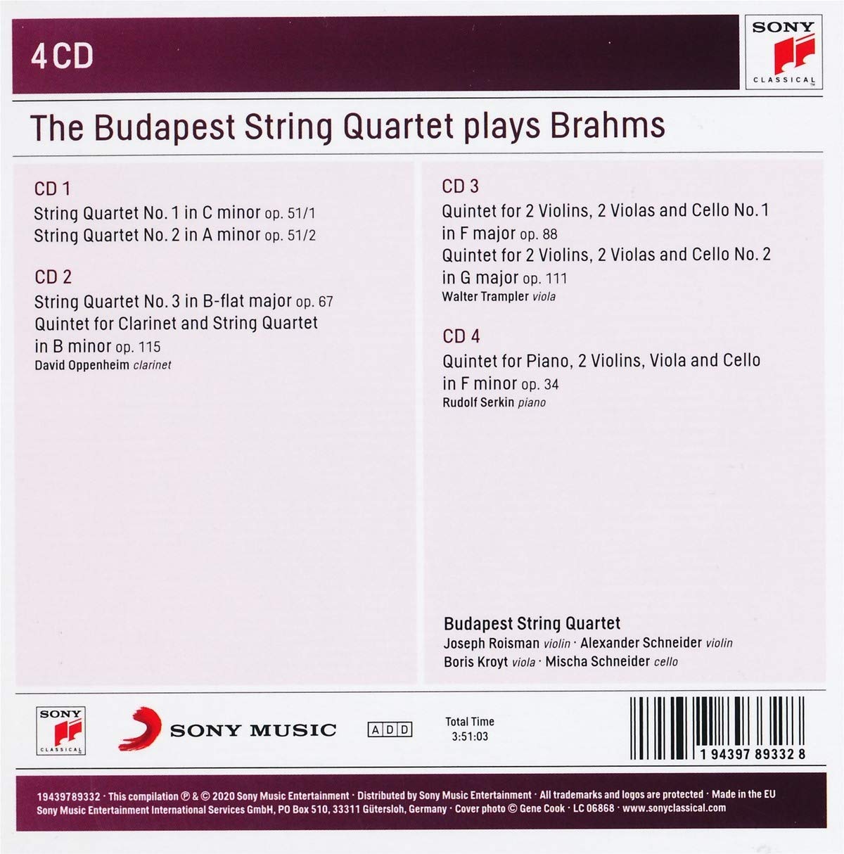 Brahms: The String Quartets, Quintets, Clarinet Quintet. Piano