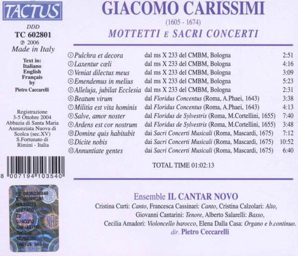 Carissimo: Motets & Sacred Concertos