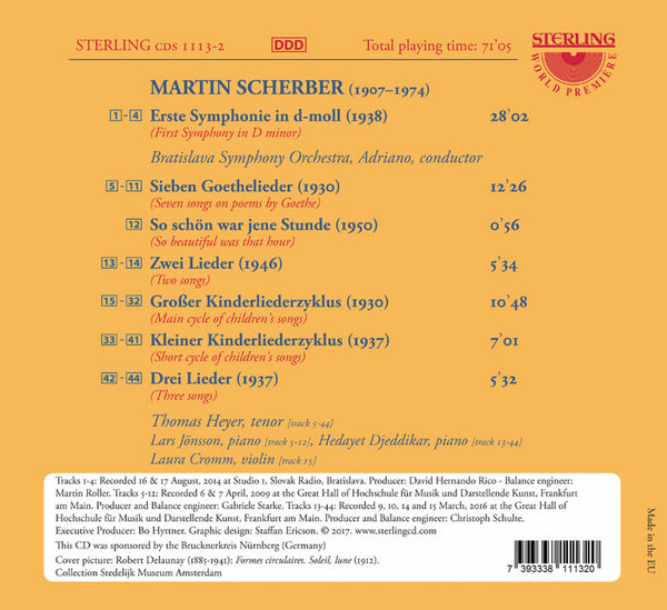 Martin Scherber (1907-1974): Symphony No. 1 in D Minor. Goethelieder.Kinderlieder. 6 Lieder.