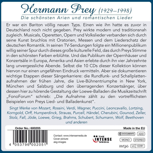 Hermann Prey - The Most Beautiful Arias and Romantic Lieder