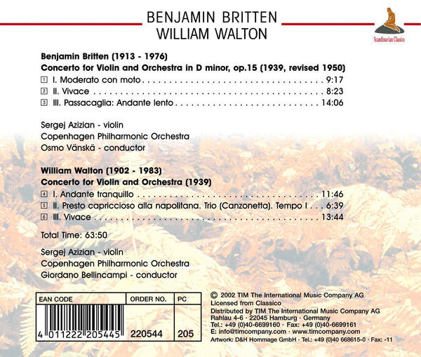 Britten & Walton Violin Concertos