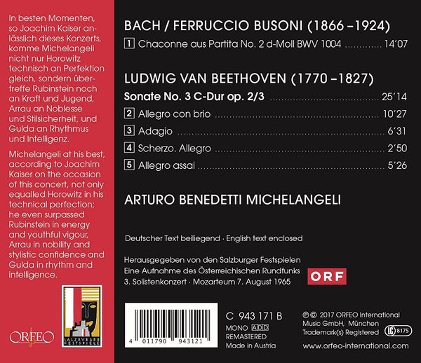 Arturo Benedetti Michelangeli - Plays Bach; Beethoven & Busoni