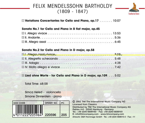 Mendessohn: Works for Cello & Piano