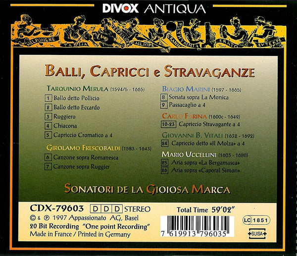 Balli Capricci & Stravaganze: 18th Century Italian Music for Strings by Merula, Frescobaldi & Marini