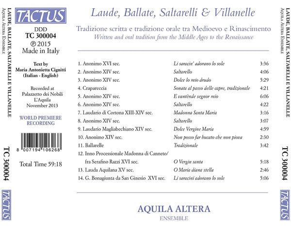 Laude, Ballate, Saltarelli & Villanelle