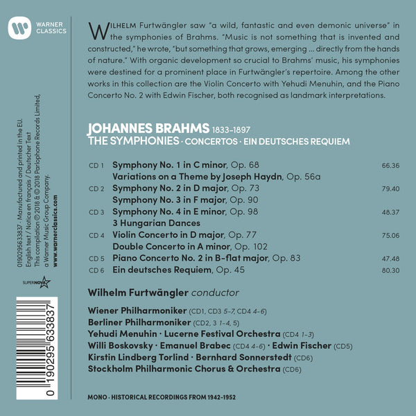 BRAHMS: The Symphonies. Concertos. Deutsches Requiem (6CDs)