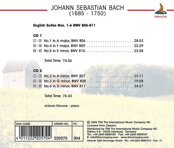 Bach: English Suites, Nos. 1 - 6, BWV806-811