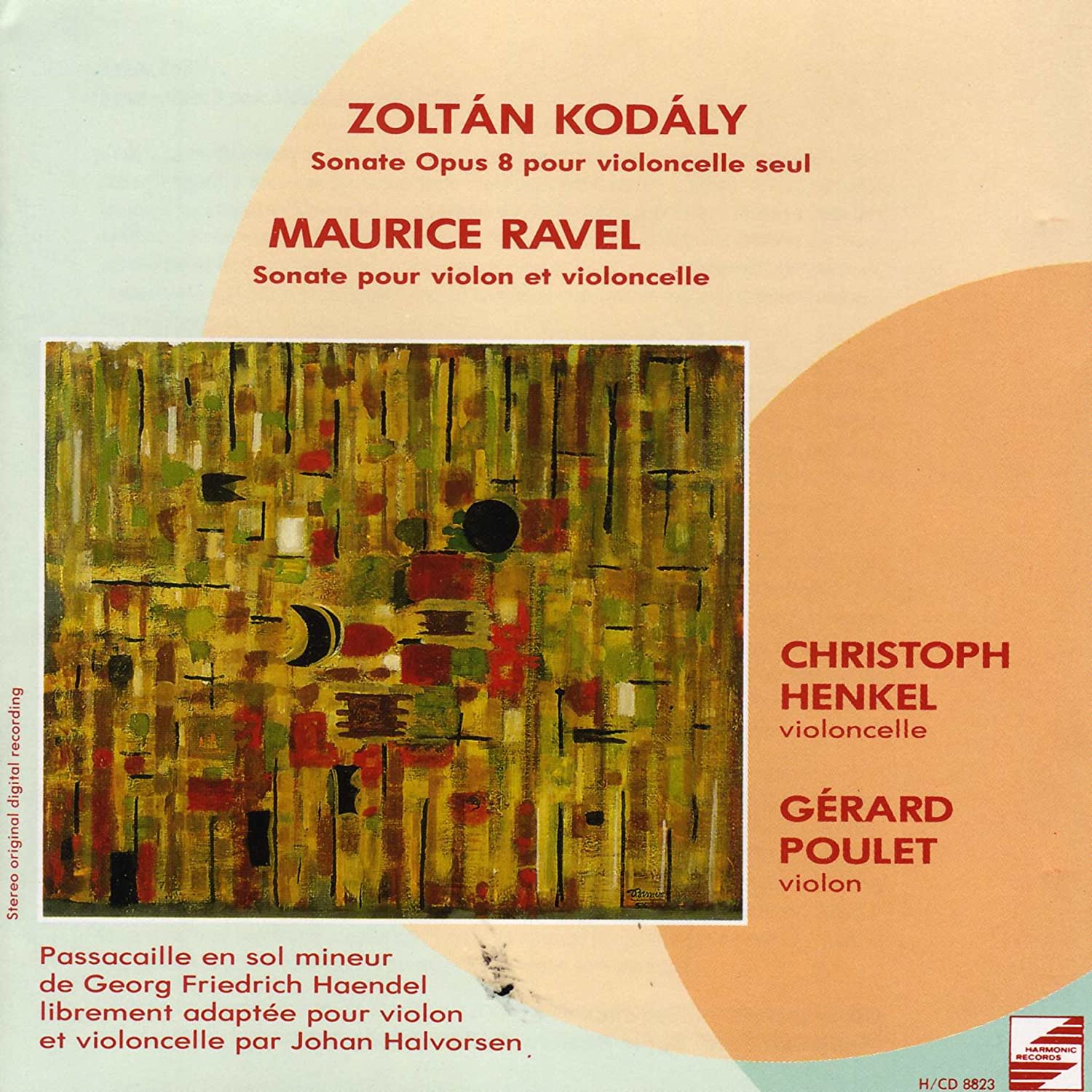 Kodaly: Sonata for Cello Solo, op.8. Ravel: Sonata for Violin and Cello. Halvorsen:  Passacaglia.