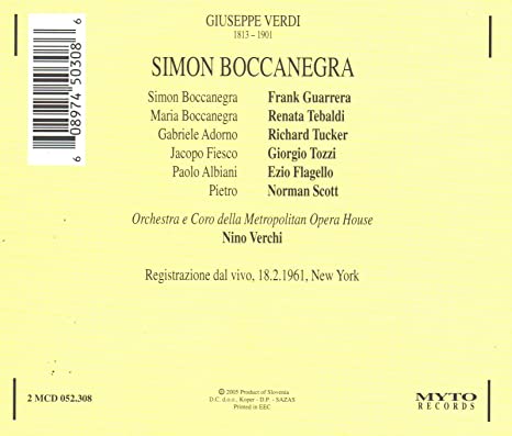 Verdi: SIMON BOCCANEGRA