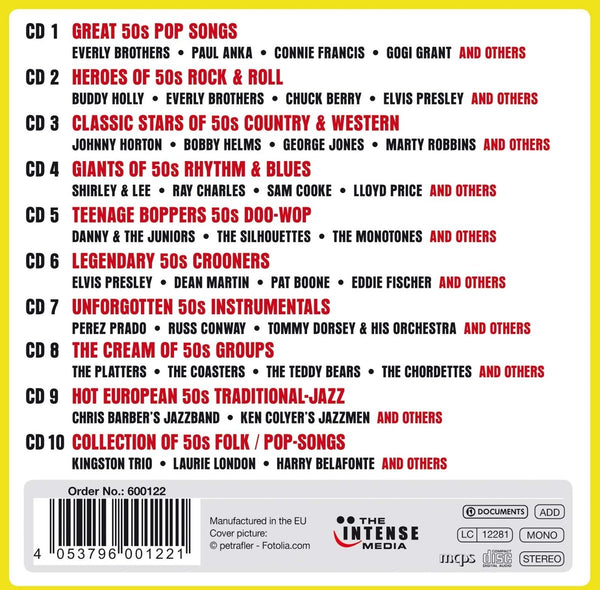 The Greatest Hits of the 50's - From Rock & Roll and Doo-Woo to Folk and Rythms & Blues.