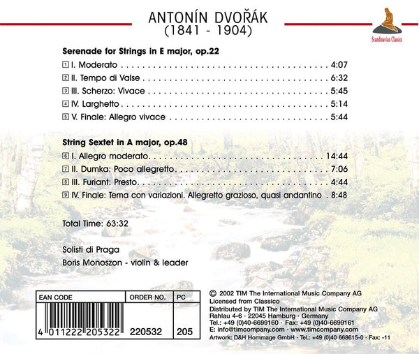 Dvork: Serenade For Strings, Op.22. String Sextet, Op.48