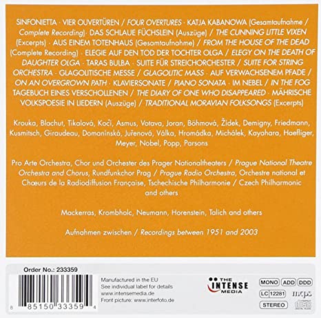 Janacek - Master of Intonation - Complete Recordings of Katia Kabanova, The Cunning Little Vixen, From The House of the Dead, Glagolitic Mass, The Diary of One Who Disappeared, Traditional Moravian Folk Songs, Sinfonietta, Tara Bulba & more.