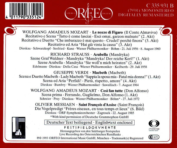 Dietrich Fischer-Dieskau - Highlights 1956-1985 - Arias by Mozart, Strauss, Verdi, Messiaen & others