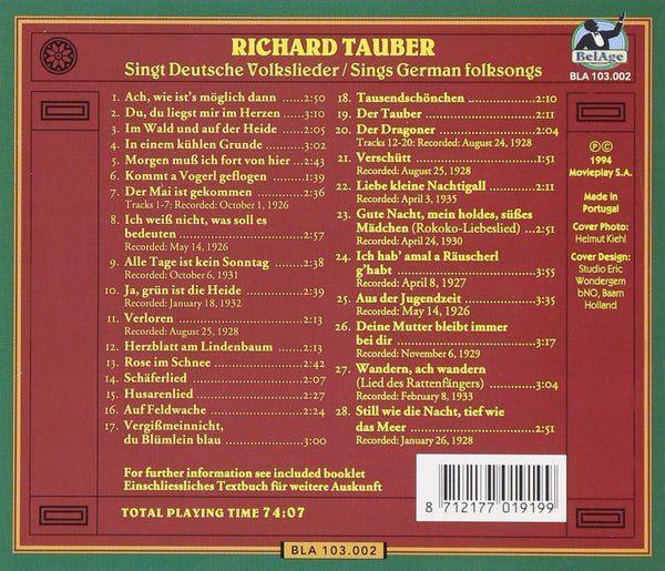 Richard Tauber -Volkslieder/ German Folksongs