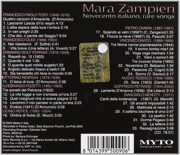 Mara Zampieri - Novecento Italiano: Rare Songs