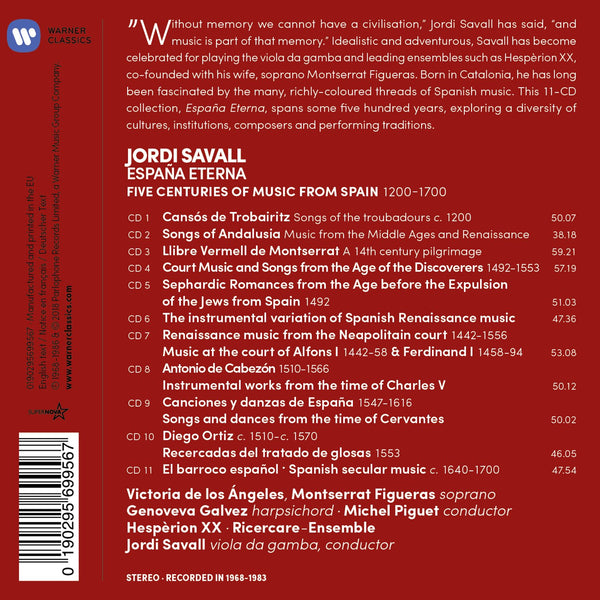 JORDI SAVALL - Espana Eterna: Five Centuries of Music from Spain 1200-1700 (11CDs)