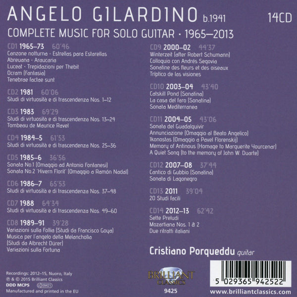 Angelo Gilardino (b.1941): Complete Music For Solo Guitar - 14 CD set