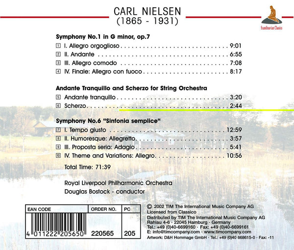 Nielsen: Symphony Nos.1 & 6. Andante Tranquillo e Scherzo for String Orchestra.