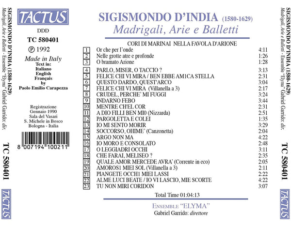 Sigismondo d'India (1582-1629): Madrigali, Arie E Balletti