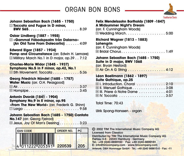 Organ Bon Bons - Bach,Dvorak, Elgar, Widor, Handel & more