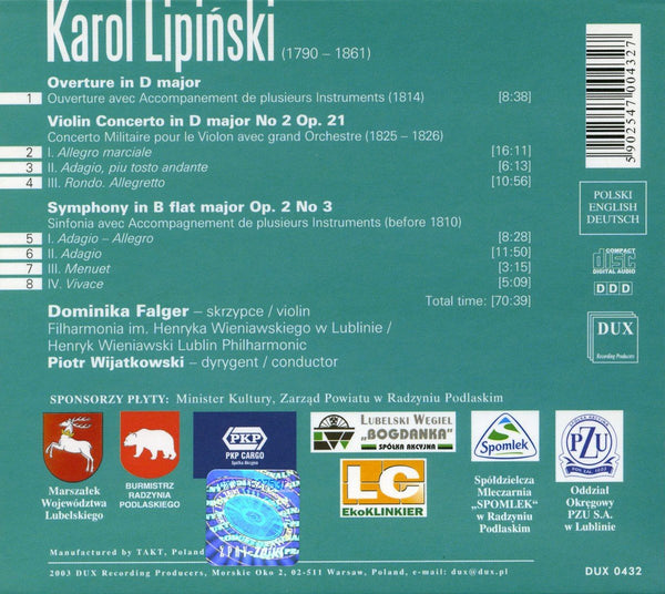 Karol Lipinski (1790-1861): Symphony No 3; Violin Concerto