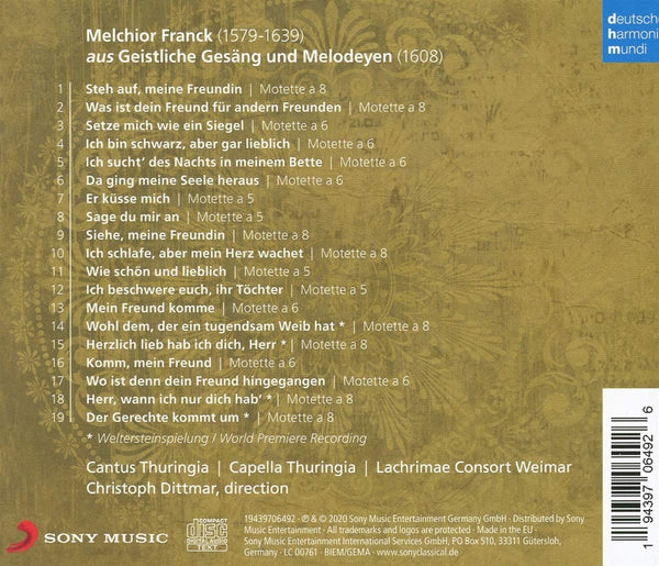 Melchior Franck (1579-1639): Sacred Chants and Melodies