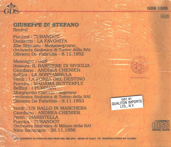 Giuseppe Di Stefano - Recital. Excerpts from Turandot, Iris, Andrea Chenier, La Sonnambula, I Puritani, Andrea Chenier, Un ballo in maschera, La Forza del Destino (1952, 1953, 1956)