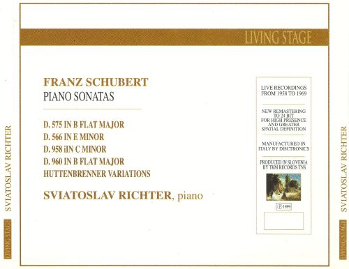 Schubert: Piano Sonatas, D.566, D.575, D.958, D.960. Hüttenbrenner Variations, D.576