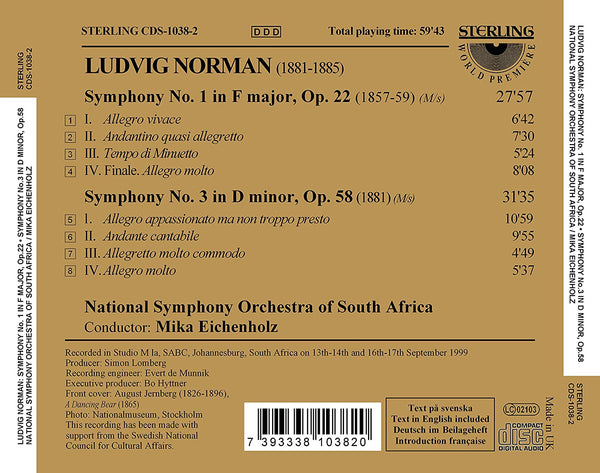 Ludvig Norman (1831-1885): Symphony No. 1 & 3