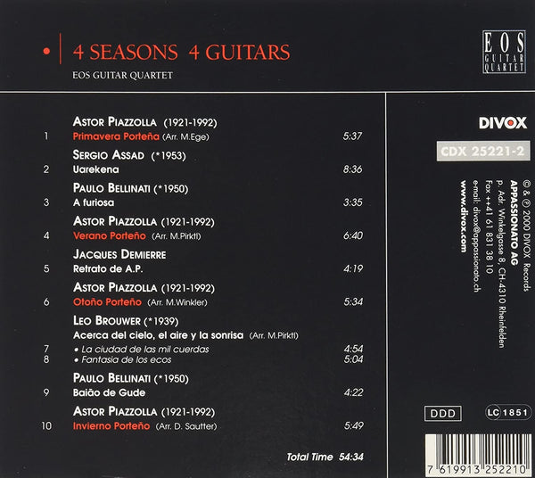 4 Seasons 4 Guitars - Works for Guitar Quartet by Piazzolla, Sergio Assad, Bellinati & Leo Brouwer.