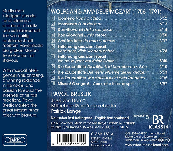 Pavol Breslik sings Mozart Arias from Idomeneo, Don Giovanni, Così Fan Tutte, Die Zauberflöte & Die Entführung aus dem Serail.