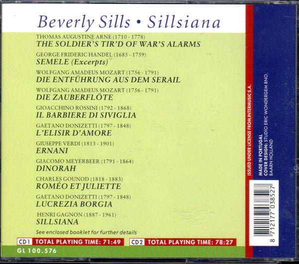 Sillsiana - Beverly Sills - Excerpts from Semele, Die Zauberflöte, Ernani, Dinorah, Lucrezia Borgia, Il Babiere di Siviglia & more.