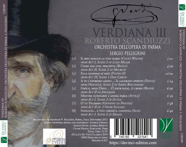 Verdiana III - Bass Arias from Don Carlo, Luisa Miller, Ernani, Jerusalem, Macbeth, Attila, Simon Boccanegra & I Vespri Siciliani