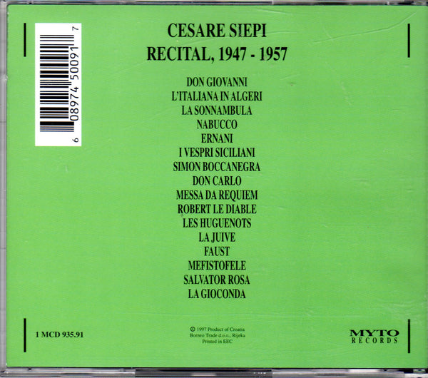 Cesare Siepi - Recital 1947-1957