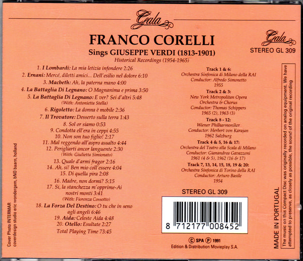 Franco Corelli Sings Giuseppe Verdi: Historical Recordings (1954-1965)