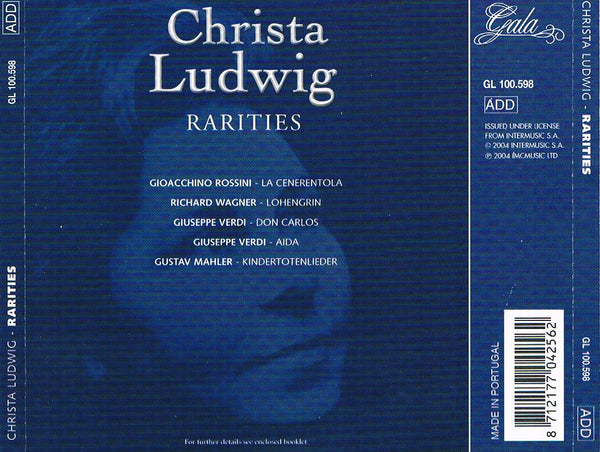 Christa Ludwig Rarities - Excerpts from La Cenerentola, Lohengrin, Don Carlos, Aida & Mahler's Kindertotenlieder