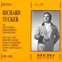 Richard Tucker in Recital 1950-1962: Arias from 