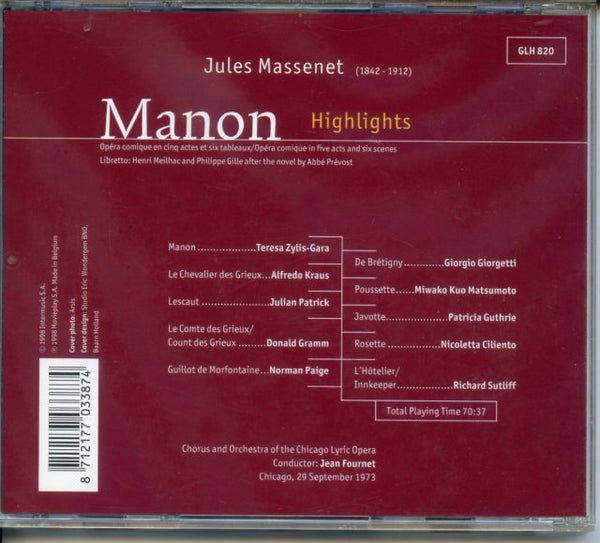 Massenet: MANON - Highlights