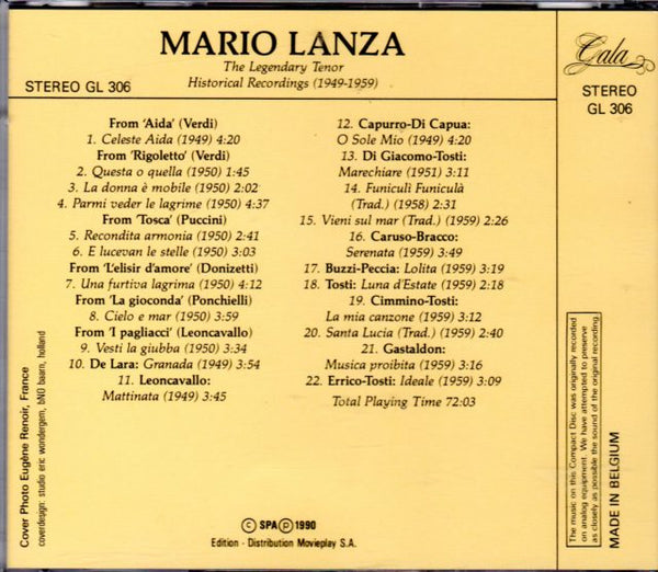 Mario Lanza, The Legendary Tenor Historical Recordings (1949-1959)