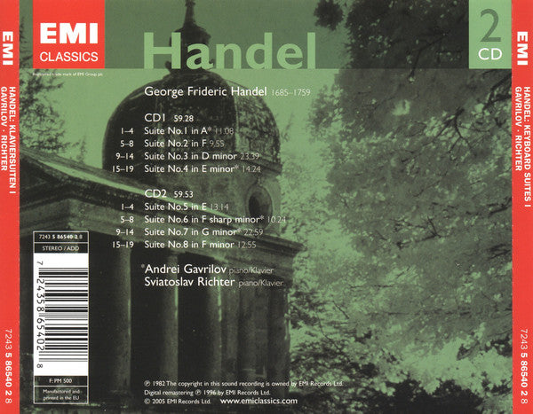 Handel: Keyboard Suites, vol. 1 (2CDs)